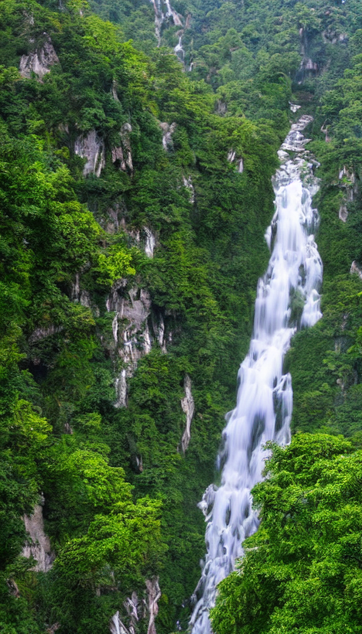  AI数字画室：峻伟的高山瀑布